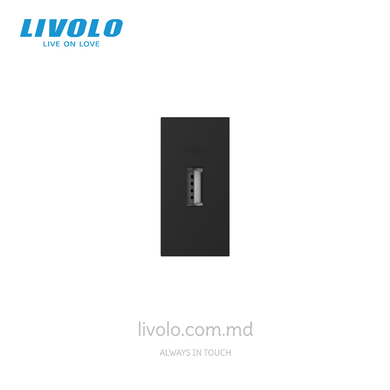 Modul priză USB-A Livolo, 10W, culoare Negru