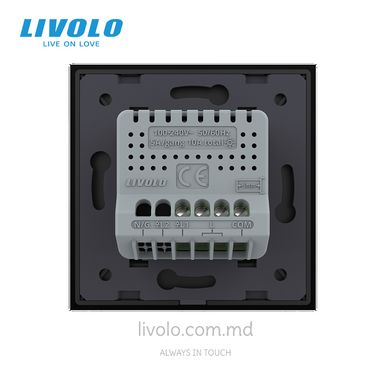 Умный проходной сенсорный выключатель Livolo, протокол ЕС, 1 клавиша, Черный, Черный