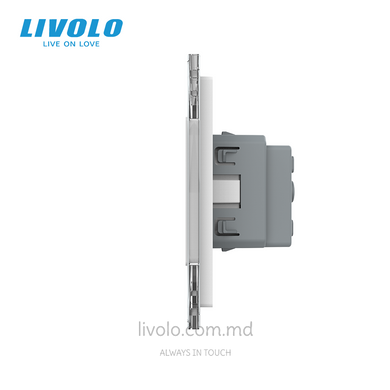 Четверная розетка Livolo Schuko, 4 поста, Белая