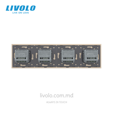 Сенсорный выключатель Livolo 1+1+1+2 клавиши, 4 поста, Золотой