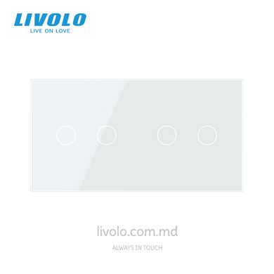 Сенсорный выключатель Livolo 4 клавиши (2+2), 2 поста Белый