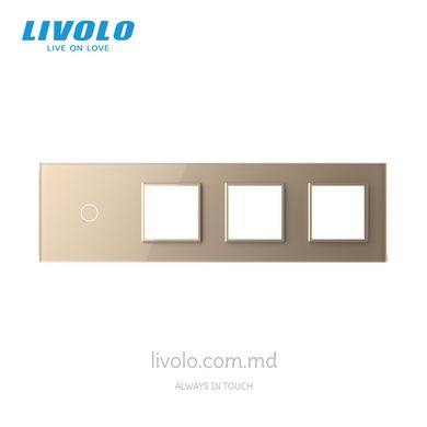Панель для сенсорного выключателя и трех розеток Livolo, 1 клавиша, стекло, цвет Золотой