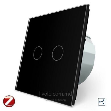 Сенсорный проходной выключатель Livolo ZigBee (Wi-Fi) 2 клавиши 1 пост Черный