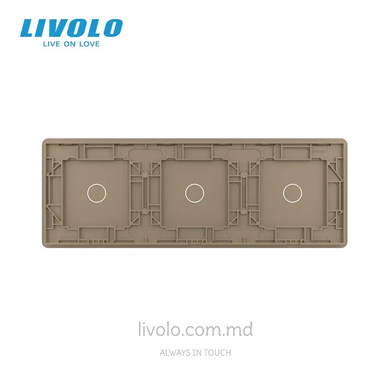 Panou decorativ din sticlă Livolo 1+1+1 clapă, 3 posturi, Auriu 2.5D
