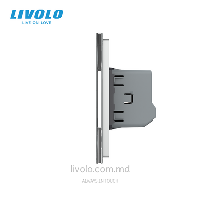 &Icirc;ntrerupător tactil Livolo 1+1+1+2 clape, 4 posturi, Gri