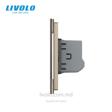 Сенсорный выключатель Livolo, 1+2 клавиши, для квадратного подрозетника 4M, Золотой