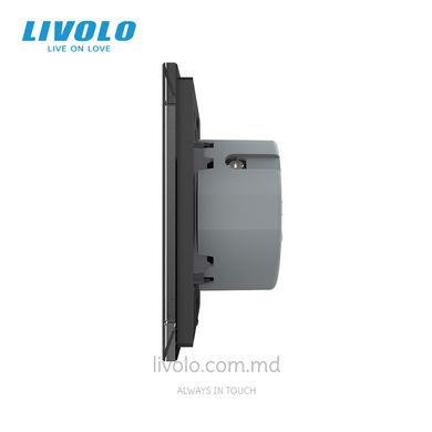 Сенсорный проходной выключатель Livolo ZigBee (Wi-Fi) 2 клавиши 1 пост Черный