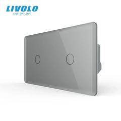 Сенсорный выключатель Livolo 1+1 клавиша, 2 поста, Серый 2.5D