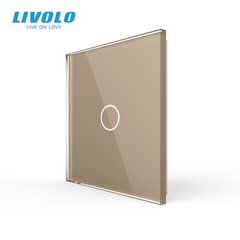 Панель для сенсорного выключателя Livolo, 1 клавиша, стекло, цвет Золотой