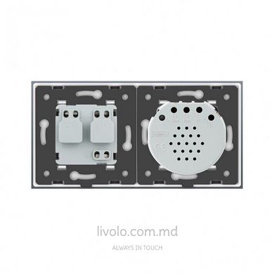 Сенсорный выключатель Livolo комбинированный на 2 линии 1 розетка 2 модуля Белый