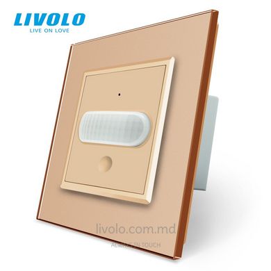 Датчик движения Livolo с сенсорным выключателем, стекло, цвет Золотой