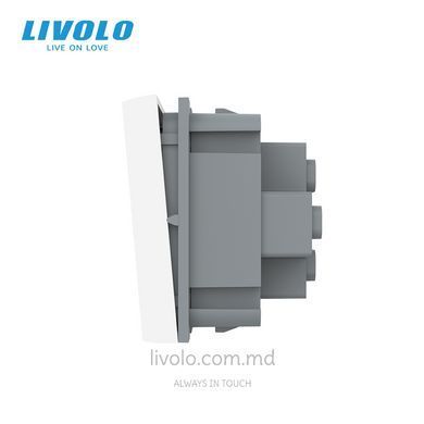 Modul &icirc;ntrerupător mecanic cap-scară Livolo, 1 clapă, 45&times;45 mm, Alb