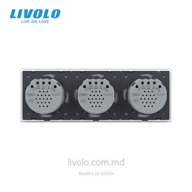 Întrerupător tactil LIVOLO 6 clape (2+2+2), 3 posturi, Alb