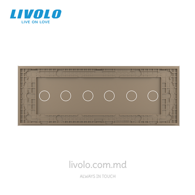 Panou din sticlă Livolo pentru doză pătrată, 2 clape + 2 clape + 2 clape, 7 module, Auriu
