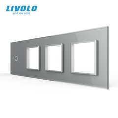 Панель для сенсорного выключателя и трех розеток Livolo, 1 клавиша, стекло, цвет Серый