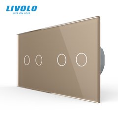 Сенсорный выключатель Livolo 4 клавиши (2+2), 2 поста Золотой