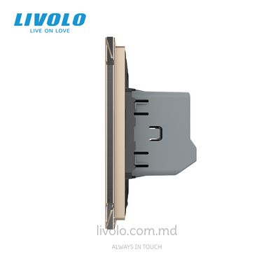 Умный проходной сенсорный выключатель Livolo, протокол ЕС, 1 клавиша, Золотой, Золотой
