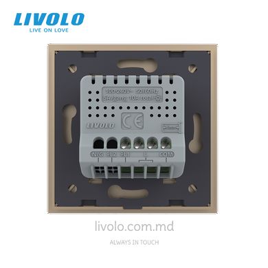 Întrerupător inteligent cap-scara tactil Livolo, protocol EC, 1 clapa, Auriu, Auriu