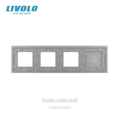 Панель для сенсорного выключателя и трех розеток Livolo, 1 клавиша, стекло, цвет Серый