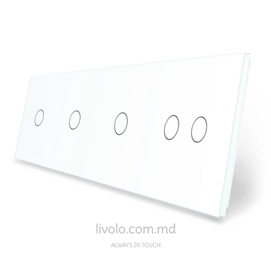 Панель для четырех сенсорных выключателей Livolo, 5 клавиш (1+1+1+2), стекло, цвет Белый