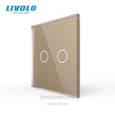 Панель для сенсорного выключателя Livolo, 2 клавиши, стекло, цвет Золотой