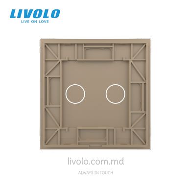 Панель для сенсорного выключателя Livolo, 2 клавиши, стекло, цвет Золотой