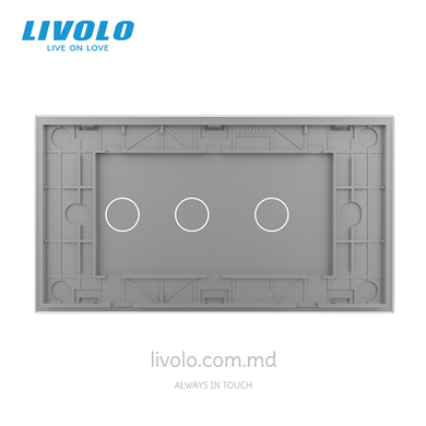 Panou din sticlă Livolo pentru doză pătrată, 1+2 clape, 4 module, Gri