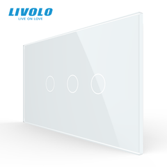 Стеклянная панель Livolo для квадратного подрозетника, 1+2 клавиши, 4 модуля, Белая