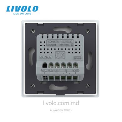 Întrerupător inteligent tactil cap-scara Livolo, protocol EC, 2 clape, Alb, Alb