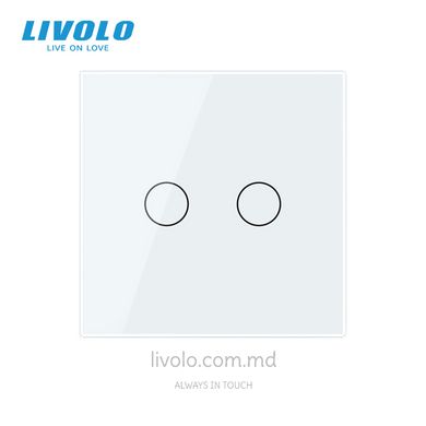 Умный проходной сенсорный выключатель Livolo, протокол ЕС, 2 клавиши, Белый, Белый