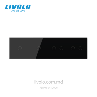&Icirc;ntrerupător tactil Livolo 1+1+2+2 clape, 4 posturi, Negru