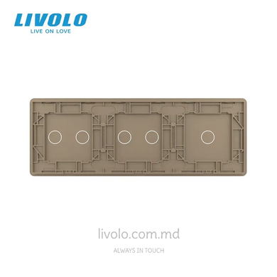 Panou decorativ din sticlă Livolo 1+2+2 clape, 3 posturi, Auriu 2.5D