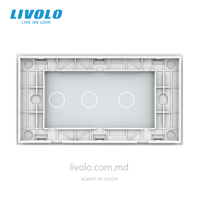 Panou din sticlă Livolo pentru doză pătrată, 1+2 clape, 4 module, Alb