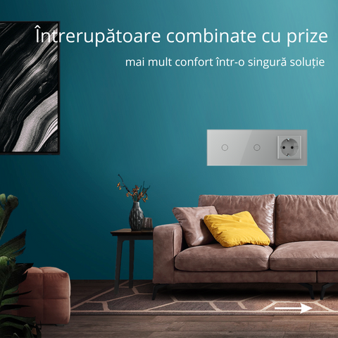 Întrerupătoare tactile combinate cu prize intr-un bloc