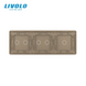 Panou decorativ din sticlă Livolo 1+2+2 clape, 3 posturi, Auriu 2.5D