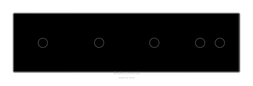 Панель для четырех сенсорных выключателей Livolo, 5 клавиш (1+1+1+2), стекло, цвет Черный