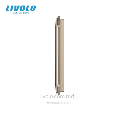 Стеклянная декоративная панель Livolo 2+2+2 клавиши, 3 поста, Золотой 2.5D