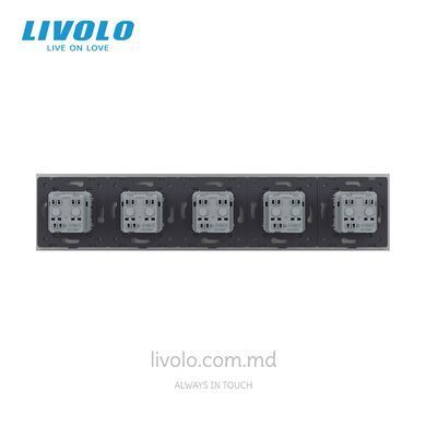 Блок из 5 розеток Livolo Schuko, 5 постов, Белый