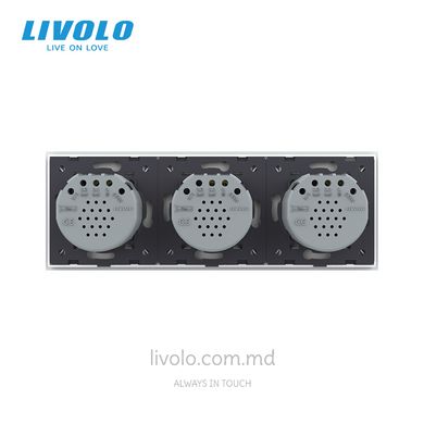 Сенсорный выключатель Livolo 3 клавиши (1+1+1), 3 поста Белый