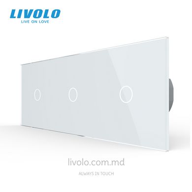 Întrerupător tactil LIVOLO 3 clape (1+1+1), 3 posturi, Alb