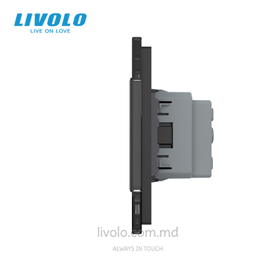 Блок из 5 розеток Livolo Schuko, 5 постов, Черный