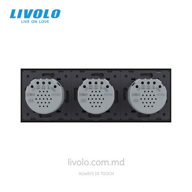 Сенсорный выключатель Livolo 3 клавиши (1+1+1), 3 поста Черный