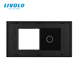 Panou din sticlă Livolo pentru doză pătrată, 1 clapă + cadru modular 45&times;45 mm, 4 module, Negru