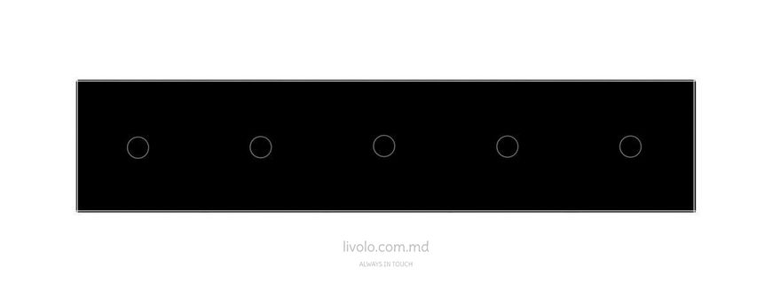 Сенсорный проходной выключатель Livolo 5 клавиш (1+1+1+1+1), 5 модулей Черный