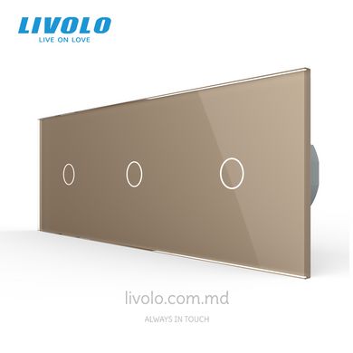 Întrerupător tactil LIVOLO 3 clape (1+1+1), 3 posturi, Auriu