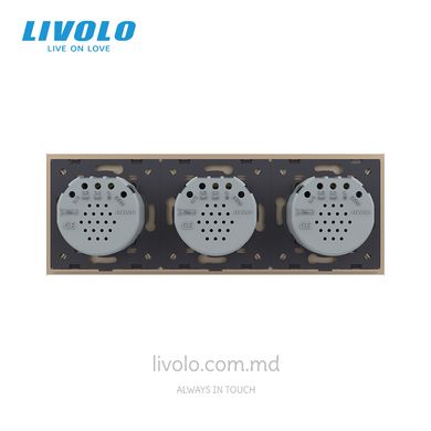 Сенсорный выключатель Livolo 3 клавиши (1+1+1), 3 поста Золотой
