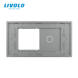 Panou din sticlă Livolo pentru doză pătrată, 1 clapă + cadru modular 45&times;45 mm, 4 module, Gri