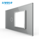 Panou din sticlă Livolo pentru doză pătrată, 1 clapă + cadru modular 45&times;45 mm, 4 module, Gri