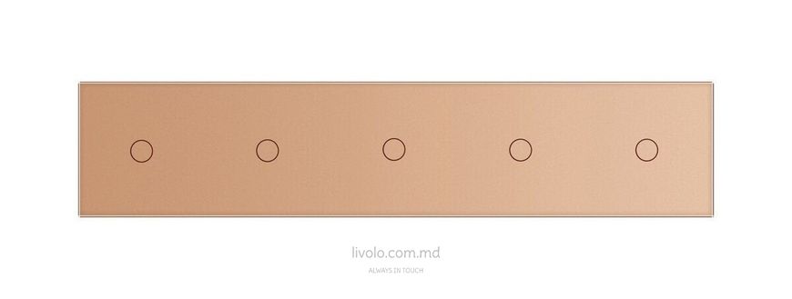 Сенсорный проходной выключатель Livolo 5 клавиш (1+1+1+1+1), 5 модулей Золотой