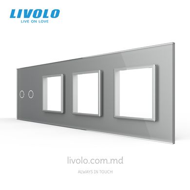 Panou pentru un întrerupător tactil și trei prize Livolo, 2 clape, 4 module, Sur
